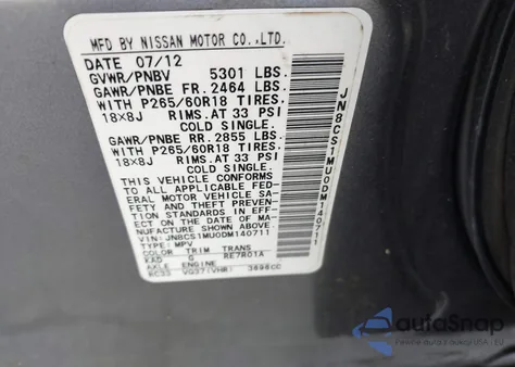 2013 Infiniti Fx37 from USA, damaged, VIN JN8CS1MU0DM140711